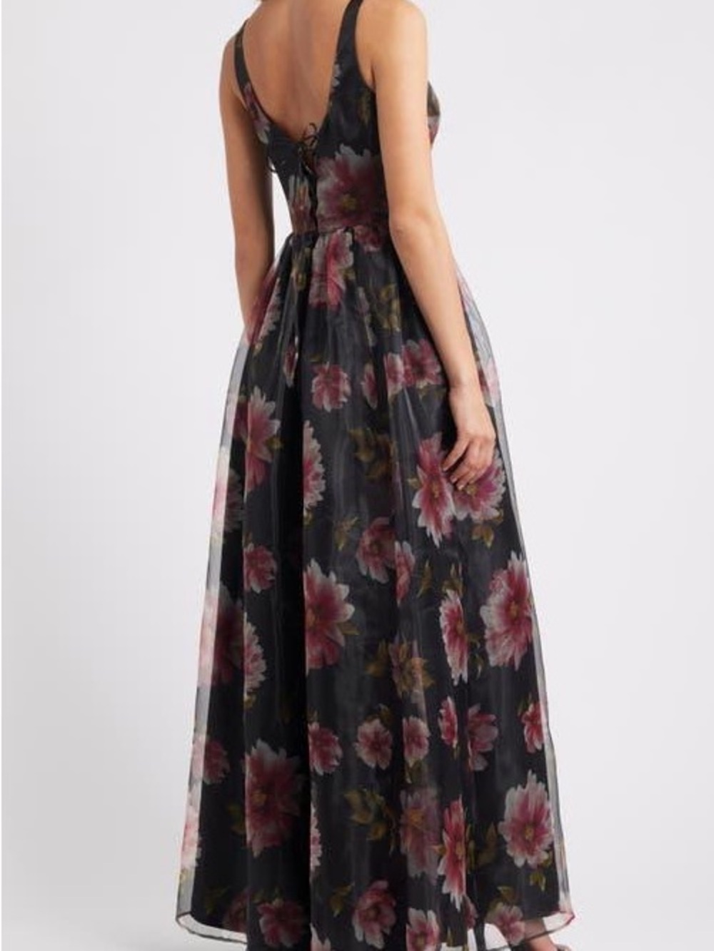 Lulu's Black Maxi Dress with Pink Floral Print - Picture 3 of 4